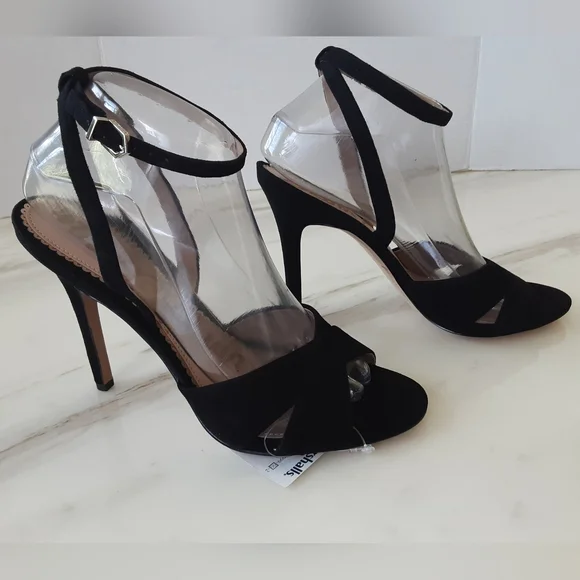 SAM EDELMAN Aly Ankle Strap Black Suede Dressy High Heel Sandal Sz 8.5 - NWT - Picture 4 of 10